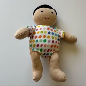 Lovevery 8" Organic Cotton Baby Doll Plush with Light Skin Black Hair Montessori